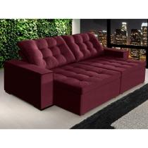 Sofá Retrátil e Reclinável 2,10m Suede Tunísia Vinho