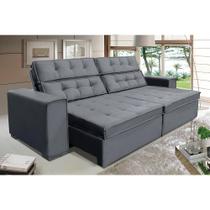 Sofá Retrátil e Reclinável 2,10m Suede Vancouver Cinza