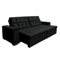 Sofá Retrátil e Reclinável 2,10m Suede Vancouver Preto Sofá Retrátil e Reclinável 2,10m Suede Vancouver Preto