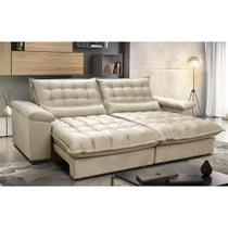 Sofá Retrátil e Reclinável 2,12m com Molas Ensacadas Cama inBox Aconchego Tecido Suede Bege Sofá Retrátil e Reclinável 2,12m com Molas Ensacadas Cama inBox Aconchego Tecido Suede Bege