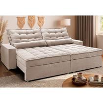 Sofá Retrátil e Reclinável 2,12m Molas Ensacadas Belle. Boucle Cama inBox