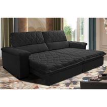 Sofá Retrátil e Reclinável 2,15m Molas Ensacadas Cama inBox Big Home com Bordado 3D Velusoft Preto Sofá Retrátil e Reclinável 2,15m Molas Ensacadas Cama inBox Big Home com Bordado 3D Velusoft Preto