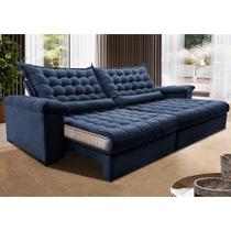 Sofá Retrátil e Reclinável 2,15m Molas Ensacadas Cama inBox Big Space com Bordado 3D Velusoft Azul Sofá Retrátil e Reclinável 2,15m Molas Ensacadas Cama inBox Big Space com Bordado 3D Velusoft Azul