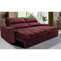 Sofá Retrátil e Reclinável 2,15m Molas Ensacadas Cama inBox Elegance com ThermoGel Velusoft Vinho Sofá Retrátil e Reclinável 2,15m Molas Ensacadas Cama inBox Elegance com ThermoGel Velusoft Vinho