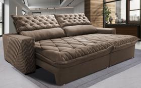Sofá Retrátil e Reclinável 2,15m Molas Ensacadas Cama inBox Spazus com Bordado 3D Velusoft Castor