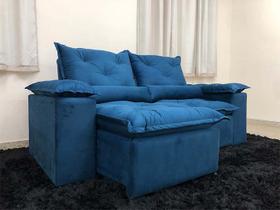 Sofá Retrátil e Reclinável 2,20m em Tecido Veludão C/ Pillow nos Braços Athenas - Veneza Estofados