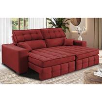 Sofá Retrátil e Reclinável 2,20m Molas Ensacadas e Costura Tripla Cama inBox Nobre Suede Vermelho Sofá Retrátil e Reclinável 2,20m Molas Ensacadas e Costura Tripla Cama inBox Nobre Suede Vermelho