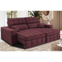 Sofá Retrátil e Reclinável 2,20m Molas Ensacadas e Costura Tripla Cama inBox Nobre Suede Vinho Sofá Retrátil e Reclinável 2,20m Molas Ensacadas e Costura Tripla Cama inBox Nobre Suede Vinho