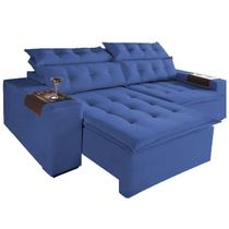 Sofá retrátil e reclinável 2,30 carioca 4 lugares azul-bonequinha móveis