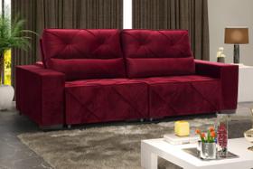 Sofá Retrátil e Reclinável 230 cm Diane Veludo Vermelho Chamby Móveis