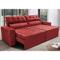 Sofá Retrátil e Reclinável 2,30m Cama inBox Charm Velusoft Vermelho