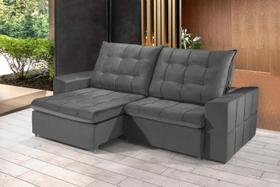Sofá Retrátil e Reclinável 2,30m ESTILO ESTOFADOS - CANCÚN com SoftGel D33 "CINZA" Sofá Retrátil e Reclinável 2,30m ESTILO ESTOFADOS - CANCÚN com SoftGel D33 "CINZA"