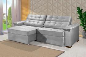 Sofá Retrátil e Reclinável 2,30m ESTILO ESTOFADOS - PARIS 2 módulos com Velusoft D33 "PRATA"