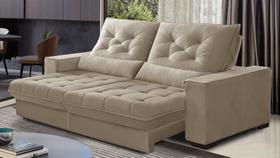 Sofá Retrátil e Reclinável 2,30m Suede Juliette Marrom Castor