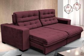 Sofá Retrátil e Reclinável 2,30m Suede New California Vinho