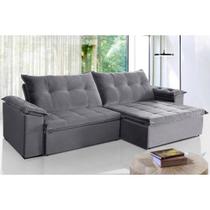 Sofá Retrátil e Reclinável 2,30m Suede Soberano Cinza Sofá Retrátil e Reclinável 2,30m Suede Soberano Cinza