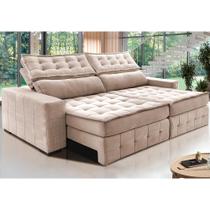 Sofá Retrátil e Reclinável 2,35m Cama inBox Big Puffer com SoftGelD40 Velupluma Bege