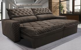 Sofá Retrátil e Reclinável 2,35m Molas Ensacadas Cama inBox Spazus com Bordado 3D Velusoft Café