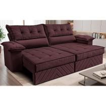 Sofá Retrátil e Reclinável 2,40m com Molas e Espuma D33 Thunder. Velusoft Cama inBox