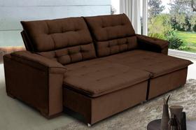 Sofá Retrátil e Reclinável 2,44m Suede Arezzo Marrom Café Sofá Retrátil e Reclinável 2,44m Suede Arezzo Marrom Café