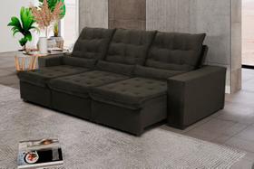 Sofá Retrátil e Reclinável 250 cm New Califórnia Veludo Marrom Chamby Móveis Sofá Retrátil e Reclinável 250 cm New Califórnia Veludo Marrom Chamby Móveis