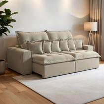 Sofá Retrátil e Reclinável 250cm com Almofadas Dubai