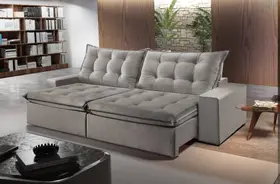 Sofá Retrátil e Reclinável 2,50cm com Pillow e Molas Ensacadas Montebello Movenzo Estofados