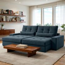 Sofá Retrátil e Reclinável 250cm Enzo Plus Azul Sofá Retrátil e Reclinável 250cm Enzo Plus Azul