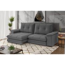 Sofá Retrátil e Reclinável 2,50m 4 Lugares Suede Veludo Multimóveis CR45044 Cinza