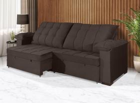 Sofá Retrátil e Reclinável 2,50m Canadá ESTILO ESTOFADOS - Sude Veludo cor "Marrom"