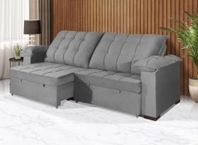 Sofá Retrátil e Reclinável 2,50m Canadá ESTILO ESTOFADOS - Sude Veludo cor "Prata"