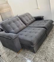 SOFA RETRATIL E RECLINAVEL 2,50m - CINZA GRAFITE