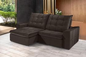 Sofá Retrátil e Reclinável 2,50m ESTILO ESTOFADOS - CANCÚN com SoftGel D33 "MARROM"