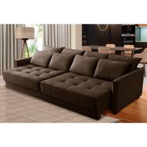 Sofá Retrátil e Reclinável 2,50m Mariah Veludo Marrom Madelina Decor Sofá Retrátil e Reclinável 2,50m Mariah Veludo Marrom Madelina Decor
