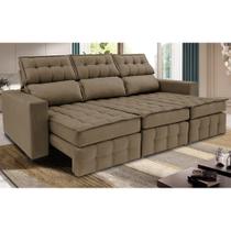 Sofá Retrátil e Reclinável 2,50m Molas Ensacadas e Costura Tripla Cama inBox Nobre Suede Castor Sofá Retrátil e Reclinável 2,50m Molas Ensacadas e Costura Tripla Cama inBox Nobre Suede Castor