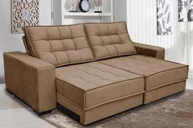 Sofá Retrátil e Reclinável 2,50m Suede Coliseu Marrom Castor