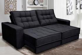 Sofá Retrátil e Reclinável 2,50m Suede Coliseu Preto