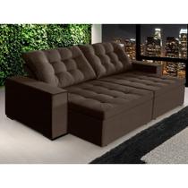 Sofá Retrátil e Reclinável 2,50m Suede Tunísia Marrom Café Sofá Retrátil e Reclinável 2,50m Suede Tunísia Marrom Café