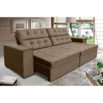 Sofá Retrátil e Reclinável 2,50m Suede Vancouver Marrom Castor