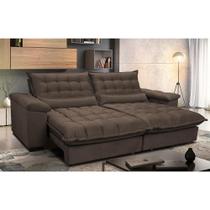 Sofá Retrátil e Reclinável 2,52m com Molas Ensacadas Cama inBox Aconchego Tecido Suede Café Sofá Retrátil e Reclinável 2,52m com Molas Ensacadas Cama inBox Aconchego Tecido Suede Café