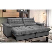 Sofá Retrátil e Reclinável 2,52m com Molas Ensacadas Cama inBox Aconchego Tecido Suede Cinza Sofá Retrátil e Reclinável 2,52m com Molas Ensacadas Cama inBox Aconchego Tecido Suede Cinza