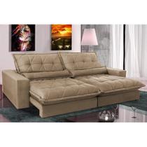 Sofa Retrátil e Reclinável 2,52m com Molas Ensacadas Cama inBox Soft Tecido Suede Castor