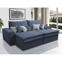 Sofá Retrátil e Reclinável 2,52m com Molas Ensacadas Cama Inbox Supreme Tecido Suede Azul Sofá Retrátil e Reclinável 2,52m com Molas Ensacadas Cama Inbox Supreme Tecido Suede Azul