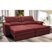 Sofá Retrátil e Reclinável 2,52m Molas Ensacadas Cama inBox Alemanha Viscoelástico Velusoft Vermelho