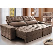 Sofá Retrátil e Reclinável 2,55m Cama inBox Big Star com SoftGelD40 Velupluma Castor