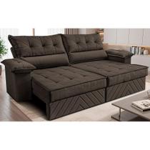Sofá Retrátil e Reclinável 2,60m com Molas e Espuma D33 Thunder. Velusoft Cama inBox