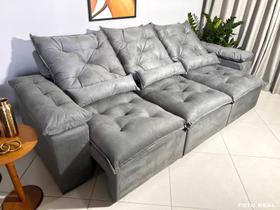 Sofá Retrátil e Reclinável 2,70m em Tecido Veludão C/Pillow nos Braços Athenas