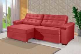 Sofá Retrátil e Reclinável 2,70m ESTILO ESTOFADOS - PARIS 2 módulos com Velusoft D33 "VERMELHO"