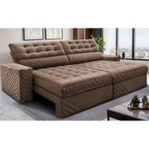 Sofá Retrátil e Reclinável 2,70m Molas Ensacadas Max Spring. Velusoft Cama inBox