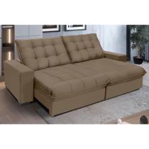 Sofá Retrátil E Reclinável 2,70m Suede Califórnia Marrom Castor
